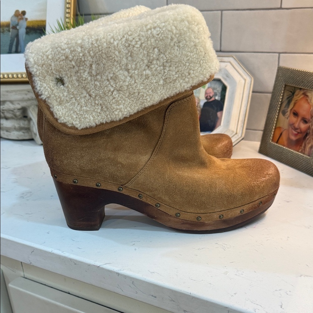 UGG Tan Shearling Clogs
